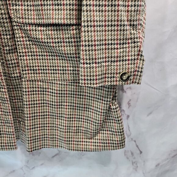 Cabi Jacket Womens Medium Brown Red Sherlock Houndstooth Trench Coat 3734 - Picture 4 of 11